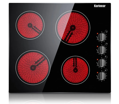 Karinear Portable Electric Stove 110V, 1800W Electric Hot Plate with Handle, Knob Control Single Burner Electri Cooktop, Ceramic Infrared Countertop Burner, Timer, Safety Lock(Pink)