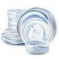 MALACASA Luna series 24-Piece Marble Porcelain Dinnerware Set with 8 Pcs Dinner/Dessert Plates,Bowl Tableware Set Service for 4