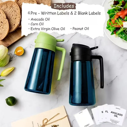 16oz/470ml Blue Glass Olive Oil Sprayer for Cooking - 2 in 1 Olive Oil Dispenser for Kitchen Gadgets, Air Fryer, Salad, and BBQ