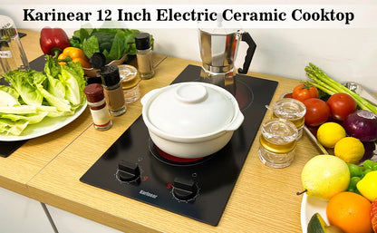 Karinear Portable Electric Stove 110V, 1800W Electric Hot Plate with Handle, Knob Control Single Burner Electri Cooktop, Ceramic Infrared Countertop Burner, Timer, Safety Lock(Pink)