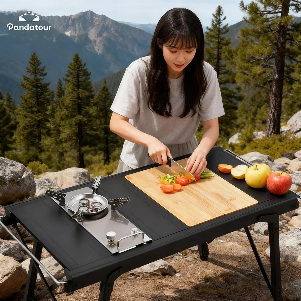 Pandatour Camping IGT 0.5UNT Table Gas Stove Windproof Stainless Steel Folding 6500W High Power Stove Adjustable Burner Cooker