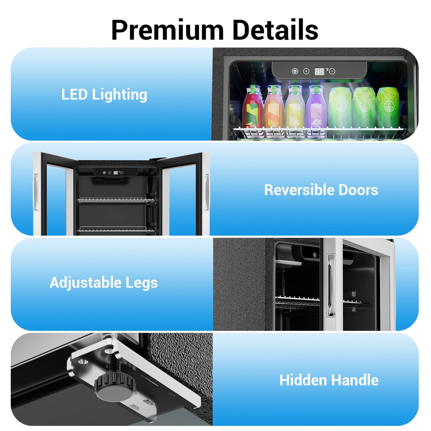 Beverage Refrigerator and Cooler, 130 Can Mini Fridge with Glass Door for Soda Beer for Office, Bar Adjustable Removable Shelves