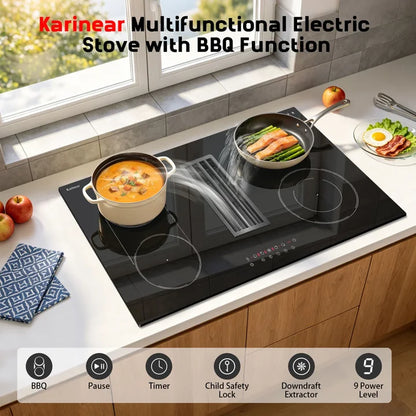 Karinear Portable Electric Stove 110V, 1800W Electric Hot Plate with Handle, Knob Control Single Burner Electri Cooktop, Ceramic Infrared Countertop Burner, Timer, Safety Lock(Pink)