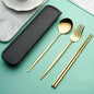3-in-1 Stainless Steel Portable Utensil Set, Fork Spoon & Chopsticks Travel Cutlery for Picnic, Bento & Camping