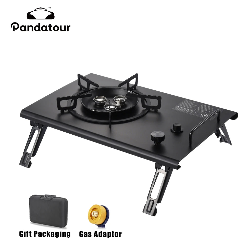 Pandatour IGT Windproof Easy Equiped Table Stove Stainless Steel One lick Ignite 3 Burners High Power Stove Outdoor Camping