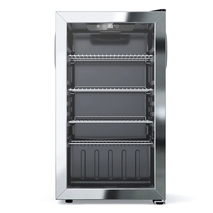Beverage Refrigerator and Cooler, 130 Can Mini Fridge with Glass Door for Soda Beer for Office, Bar Adjustable Removable Shelves