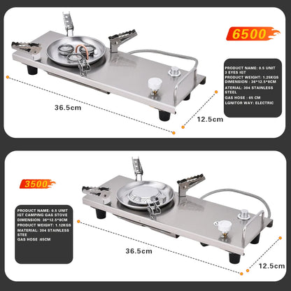 Pandatour Camping IGT 0.5UNT Table Gas Stove Windproof Stainless Steel Folding 6500W High Power Stove Adjustable Burner Cooker