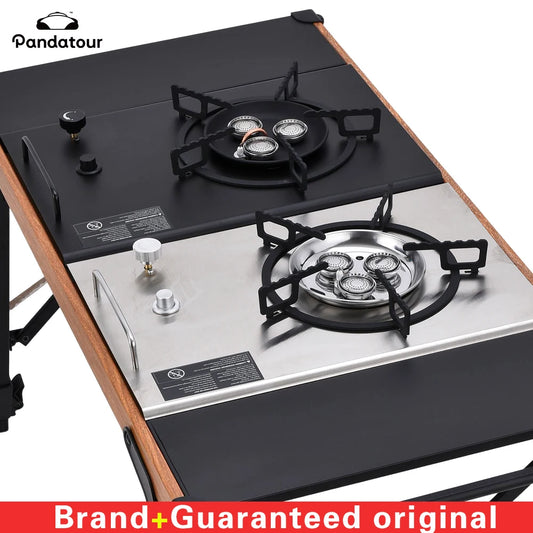 Pandatour IGT Windproof Easy Equiped Table Stove Stainless Steel One lick Ignite 3 Burners High Power Stove Outdoor Camping
