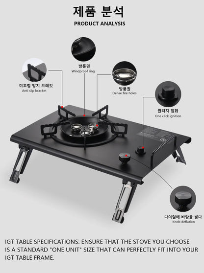Pandatour IGT Windproof Easy Equiped Table Stove Stainless Steel One lick Ignite 3 Burners High Power Stove Outdoor Camping