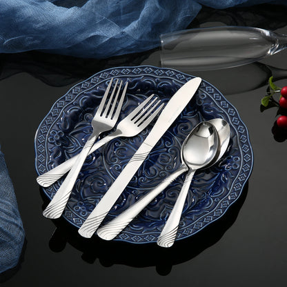 HANSMART 48Pcs Stainless Steel Cutlery Set, Service for 8, Knives Forks Spoons, Kitchen Dinner Gift