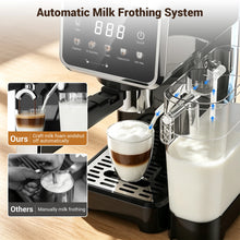 Espresso Machine with Color Touchscreen, 20 Bar Cappuccino Latte Machines with Automatic Milk Frother, Dual Boiler Stainless Steel Espresso Maker for Home, 1350W