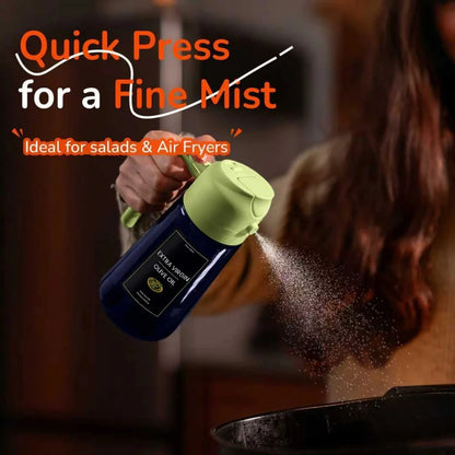 16oz/470ml Blue Glass Olive Oil Sprayer for Cooking - 2 in 1 Olive Oil Dispenser for Kitchen Gadgets, Air Fryer, Salad, and BBQ