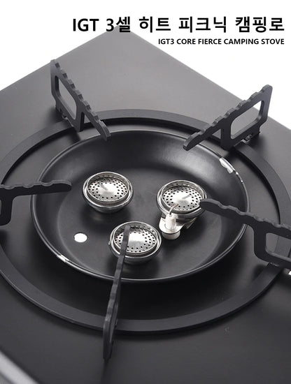Pandatour IGT Windproof Easy Equiped Table Stove Stainless Steel One lick Ignite 3 Burners High Power Stove Outdoor Camping