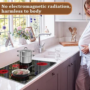 Karinear Portable Electric Stove 110V, 1800W Electric Hot Plate with Handle, Knob Control Single Burner Electri Cooktop, Ceramic Infrared Countertop Burner, Timer, Safety Lock(Pink)