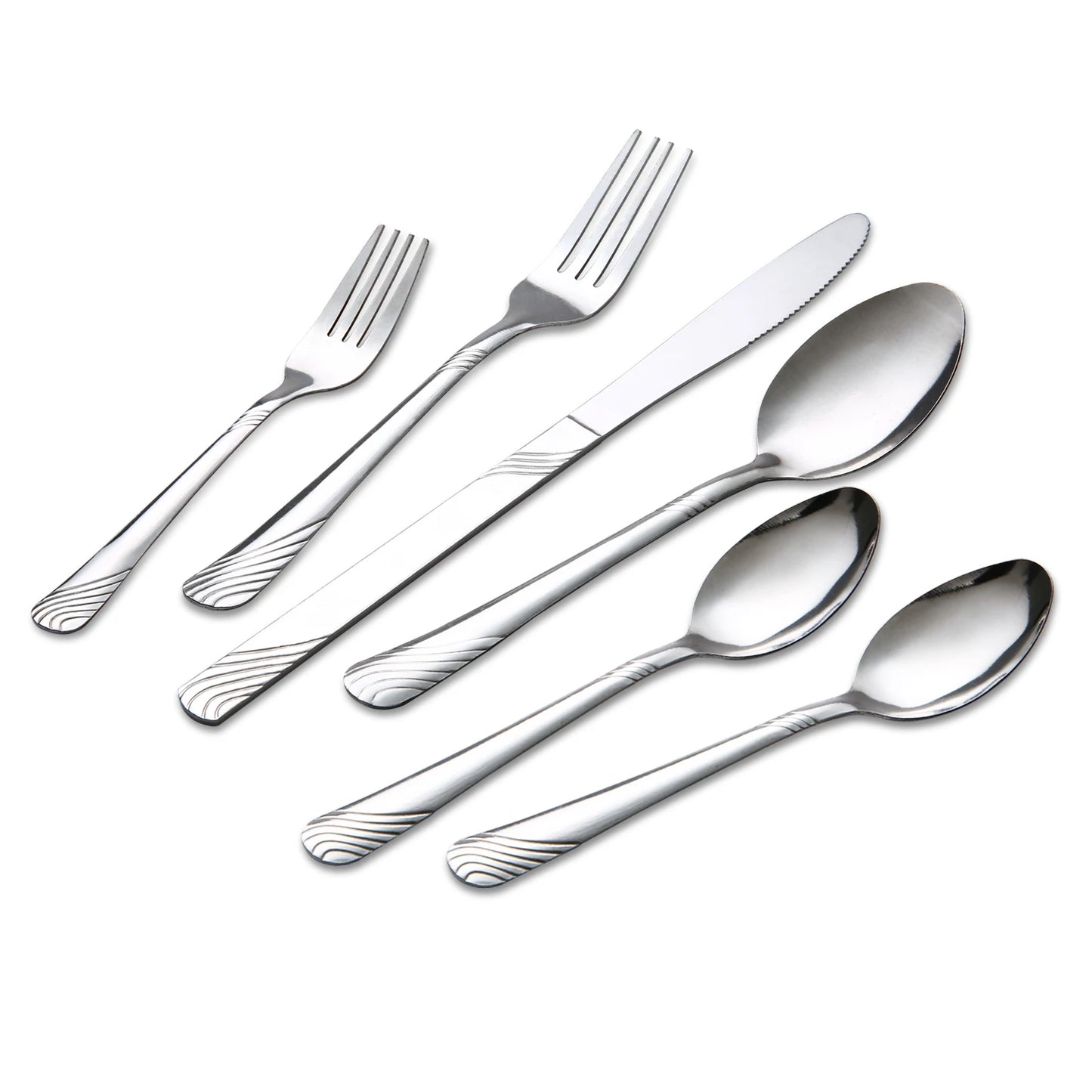 HANSMART 48Pcs Stainless Steel Cutlery Set, Service for 8, Knives Forks Spoons, Kitchen Dinner Gift