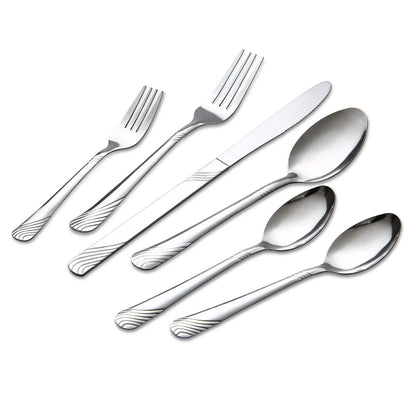 HANSMART 48Pcs Stainless Steel Cutlery Set, Service for 8, Knives Forks Spoons, Kitchen Dinner Gift