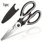 1/2 Multifunctional Kitchen Scissors Black, Wear-resistant and Sharp, Stainless Steel Food Scissors, Suitable for Duck Meat