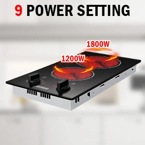 Karinear Portable Electric Stove 110V, 1800W Electric Hot Plate with Handle, Knob Control Single Burner Electri Cooktop, Ceramic Infrared Countertop Burner, Timer, Safety Lock(Pink)