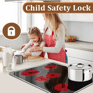 Karinear Portable Electric Stove 110V, 1800W Electric Hot Plate with Handle, Knob Control Single Burner Electri Cooktop, Ceramic Infrared Countertop Burner, Timer, Safety Lock(Pink)