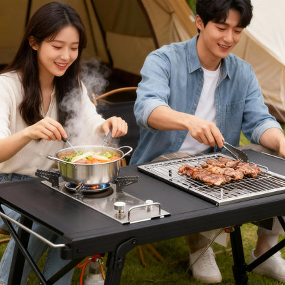 Pandatour Camping IGT 0.5UNT Table Gas Stove Windproof Stainless Steel Folding 6500W High Power Stove Adjustable Burner Cooker
