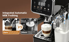 Espresso Machine with Color Touchscreen, 20 Bar Cappuccino Latte Machines with Automatic Milk Frother, Dual Boiler Stainless Steel Espresso Maker for Home, 1350W