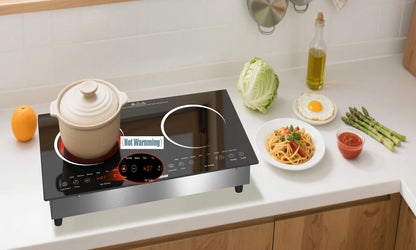 Karinear Portable Electric Stove 110V, 1800W Electric Hot Plate with Handle, Knob Control Single Burner Electri Cooktop, Ceramic Infrared Countertop Burner, Timer, Safety Lock(Pink)