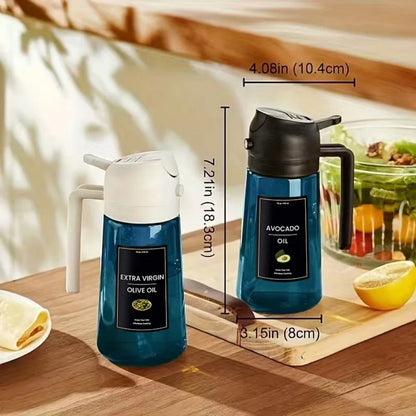 16oz/470ml Blue Glass Olive Oil Sprayer for Cooking - 2 in 1 Olive Oil Dispenser for Kitchen Gadgets, Air Fryer, Salad, and BBQ