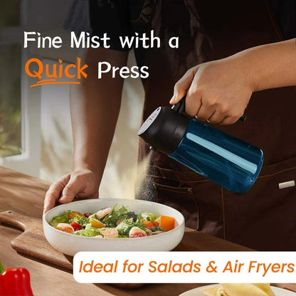 16oz/470ml Blue Glass Olive Oil Sprayer for Cooking - 2 in 1 Olive Oil Dispenser for Kitchen Gadgets, Air Fryer, Salad, and BBQ