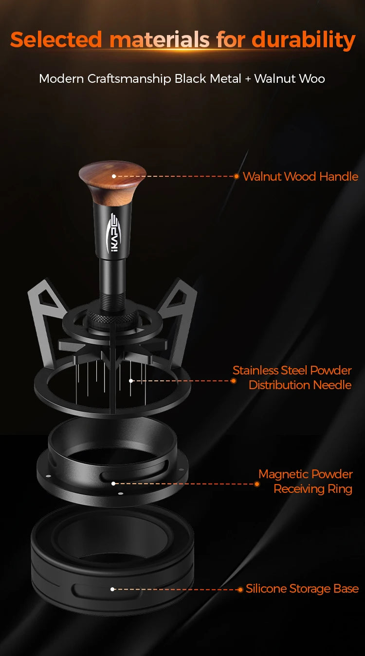 IKAPE V3 Espresso Rotary WDT,Coffee Stirrer with Dosing Funnel & Stand,Espresso Stirrer Distribution Tool for Barista