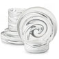 MALACASA Luna series 24-Piece Marble Porcelain Dinnerware Set with 8 Pcs Dinner/Dessert Plates,Bowl Tableware Set Service for 4