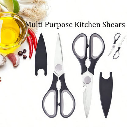 1/2 Multifunctional Kitchen Scissors Black, Wear-resistant and Sharp, Stainless Steel Food Scissors, Suitable for Duck Meat