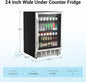 24 Inch Beverage Refrigerator 190 Cans Built-in/Freestanding Beverage Cooler Digital Memory Under Counter Beer Fridge Glass Door