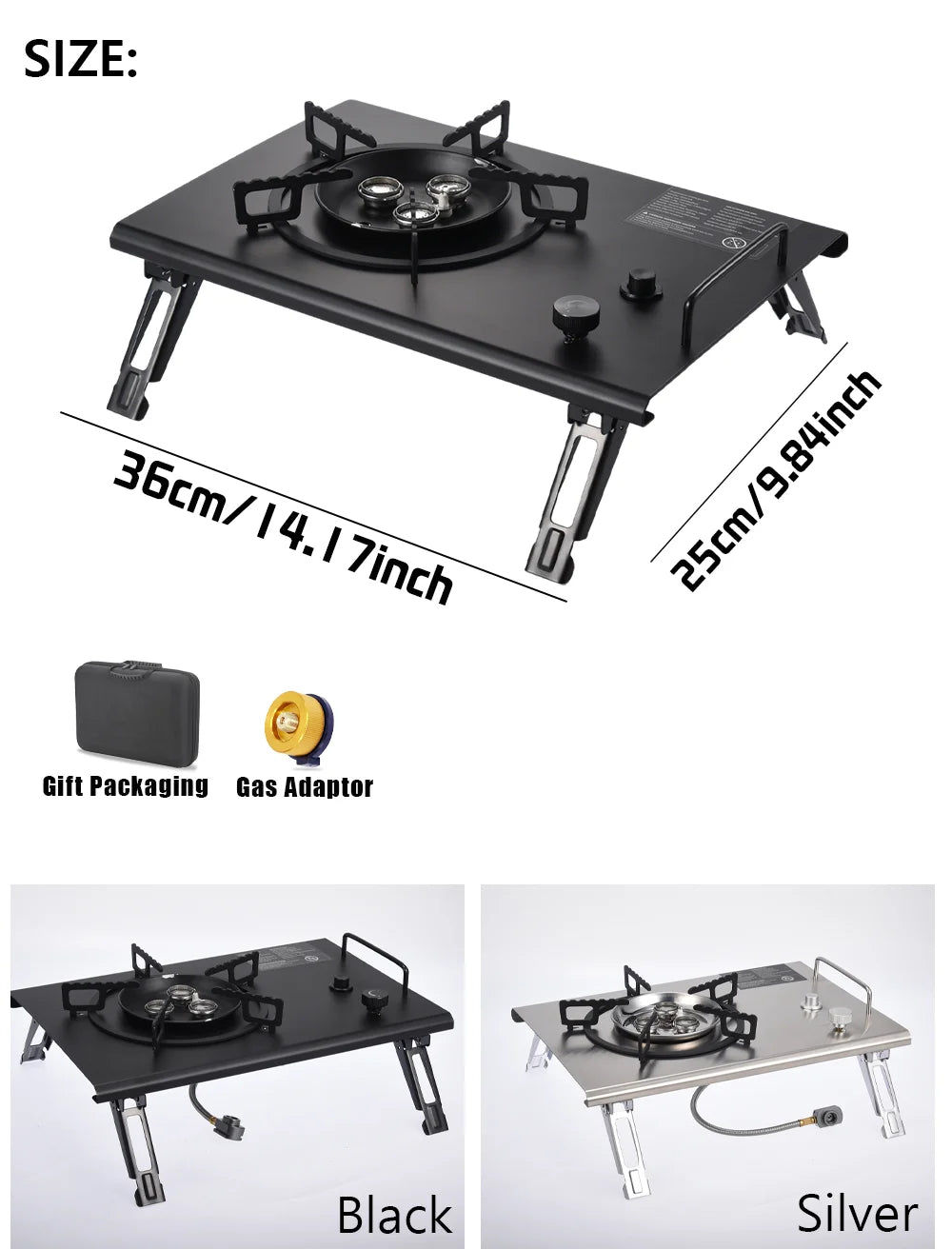 Pandatour IGT Windproof Easy Equiped Table Stove Stainless Steel One lick Ignite 3 Burners High Power Stove Outdoor Camping