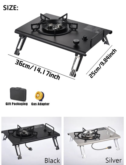 Pandatour IGT Windproof Easy Equiped Table Stove Stainless Steel One lick Ignite 3 Burners High Power Stove Outdoor Camping