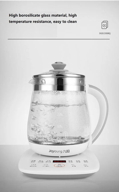 220V 1.5L Household Electric Kettle Automatic Glass Health Preserving Pot Portable Mini Multi Cooker Tea Dessert Cooker