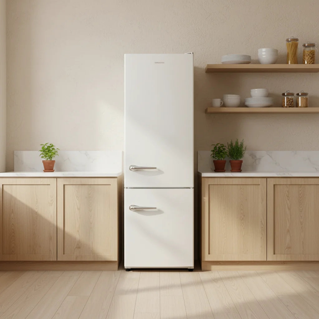 Retro 241L Frost-Free Energy Efficient Compressor Electric Refrigerator MDRF241WE-RE Bottom Mount Freezer Air Portable Hotel