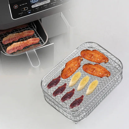 Stainless Steel Grill Basket Non-stick Mesh Basket Set Air Fryer Tray Wire Rack Roasting Basket