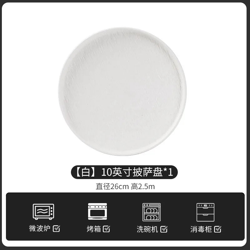 European-Style Minimalist Ceramic Tableware Set Black White Slate Series Includes Rice Bowls Plates Dishes-Available