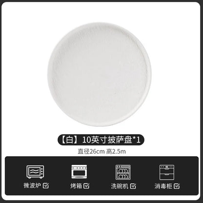 European-Style Minimalist Ceramic Tableware Set Black White Slate Series Includes Rice Bowls Plates Dishes-Available