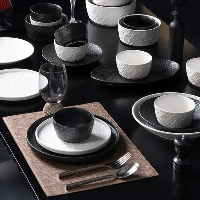 2026 New Underglaze Bowls Plates 55-Piece Luxury Ceramic Tableware Set Modern Porcelain Bone China Tableware Set Factory Direct
