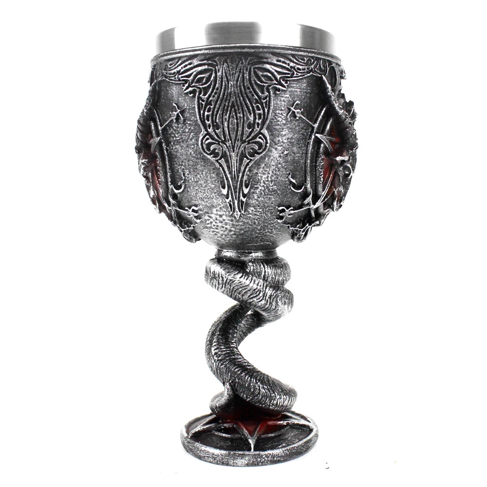 Baphomet Mug Tankard Stainless Steel Resin 3D Baphomet Pentagram Sabbatic Gothic Wicca Pagan Horn Beer Tankard Cup Mugs 600ml