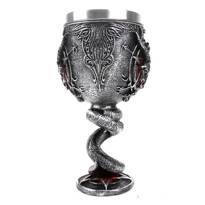 Baphomet Mug Tankard Stainless Steel Resin 3D Baphomet Pentagram Sabbatic Gothic Wicca Pagan Horn Beer Tankard Cup Mugs 600ml