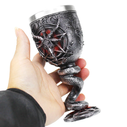 Baphomet Mug Tankard Stainless Steel Resin 3D Baphomet Pentagram Sabbatic Gothic Wicca Pagan Horn Beer Tankard Cup Mugs 600ml