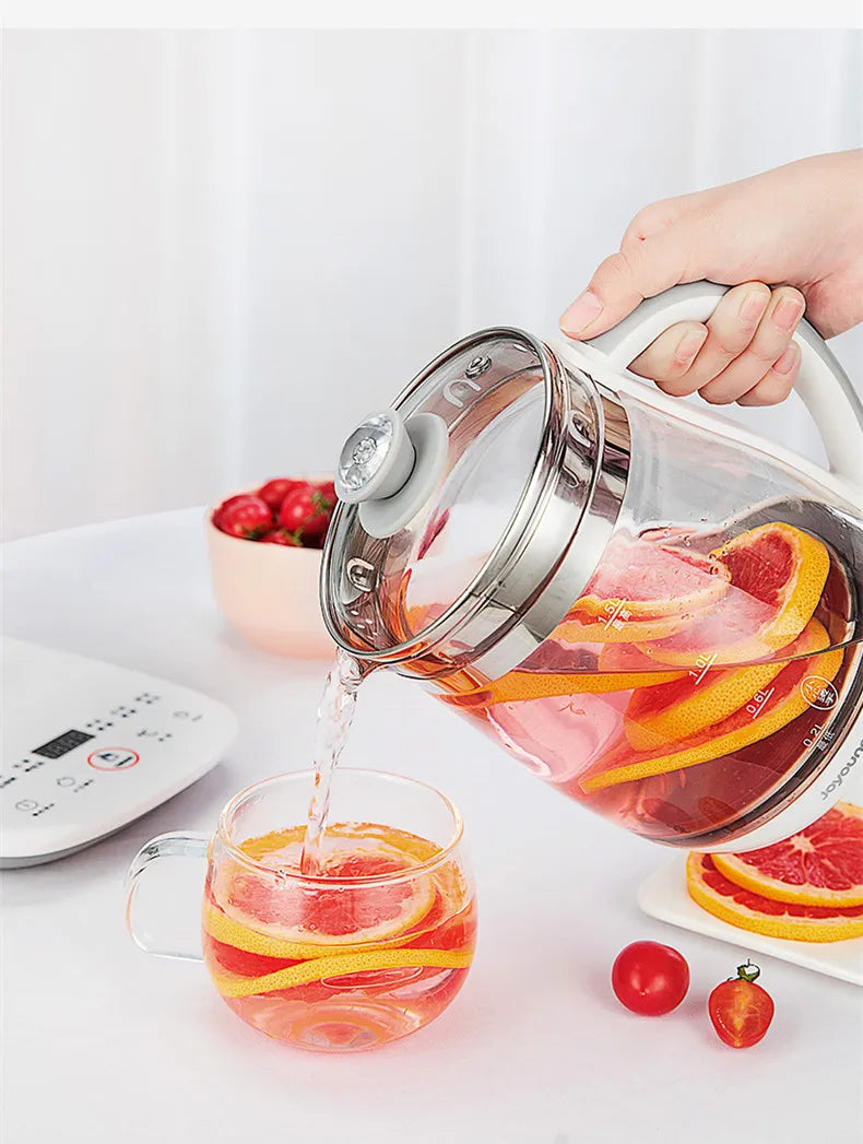 220V 1.5L Household Electric Kettle Automatic Glass Health Preserving Pot Portable Mini Multi Cooker Tea Dessert Cooker