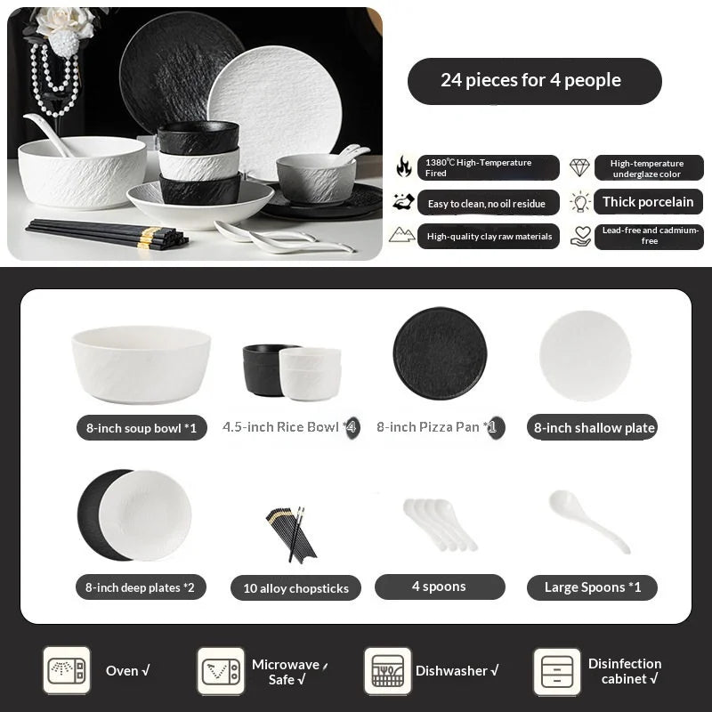 2026 New Underglaze Bowls Plates 55-Piece Luxury Ceramic Tableware Set Modern Porcelain Bone China Tableware Set Factory Direct