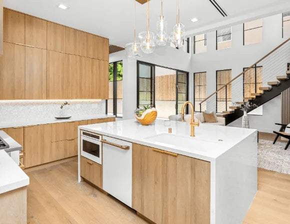 Modern Glossy White Kitchen Shaker Cabinets Melamine Board Carcase Acrylic Door Panel Drawer Slide Wall Mounted