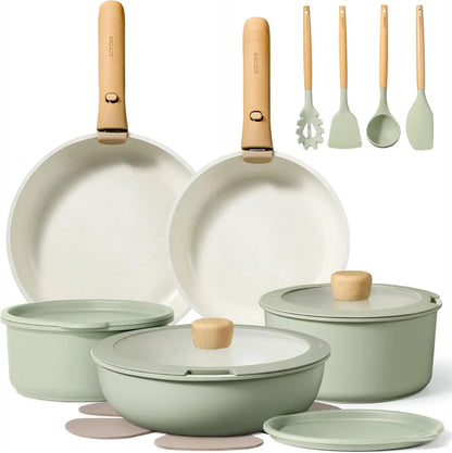 11-Piece Eco-Friendly Heavy-Duty Kitchenware Set with Cooling Racks Covers for Cooking Baking Roasting-Hand Wash Only