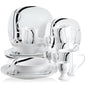 VEWEET FIONA 20/40 Piece Black Stripe Porcelain Dinner Kitchen Plate Combi-Set with Egg Cup/Mug/Bowl/Dessert Plate/Dinner Plate