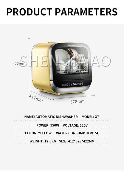 Stand-alone dishwasher automatic household desktop mini small intelligent dishwashing machine free installation