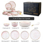 Luxury Elegant Vintage Hotel Restaurant Home Porcelain Tableware Gold Edge Ceramic Bowl Dinner Plates Dishes Dinnerware Set